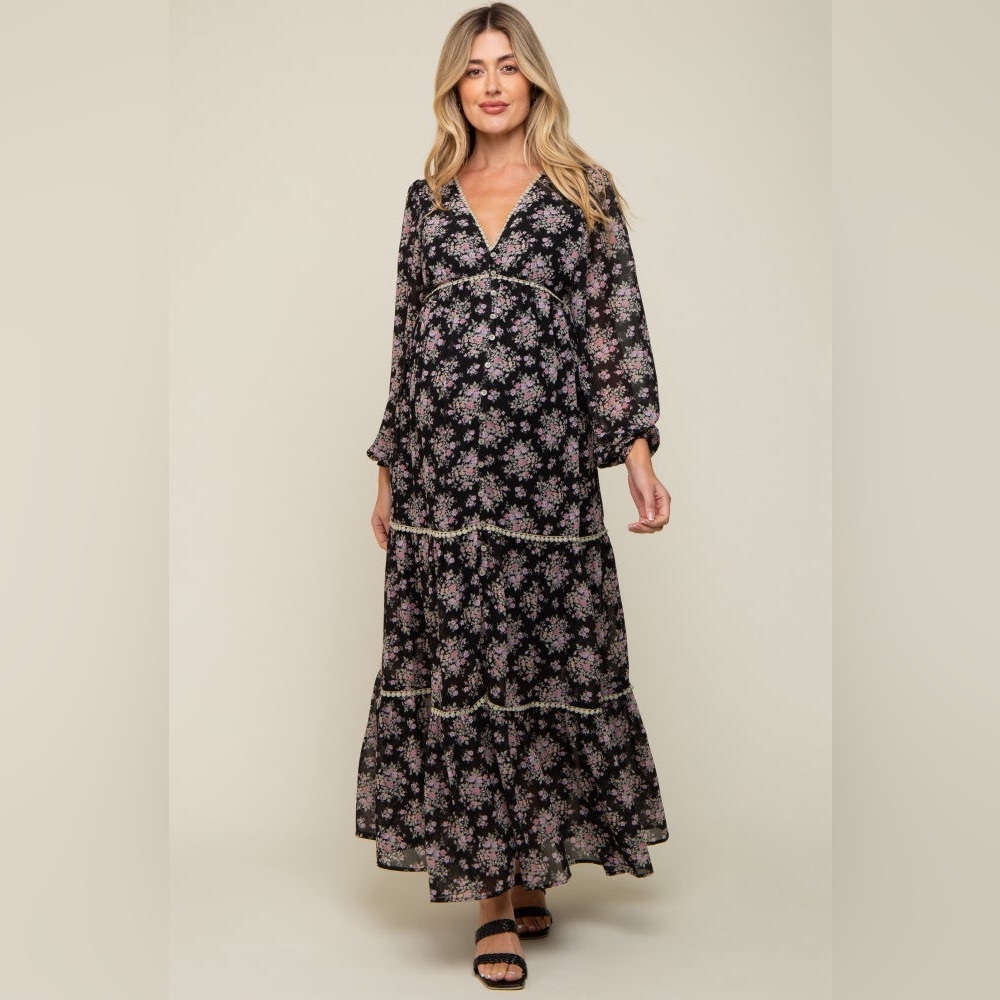 Pinkblush floral tiered maxi dress nwot